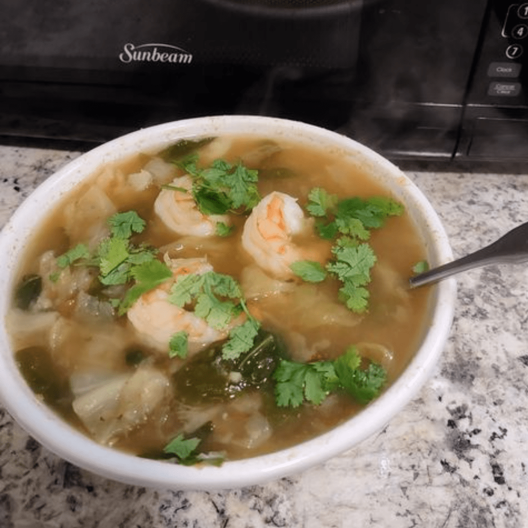 Spicy Spinach Cabbage Shrimp Soup