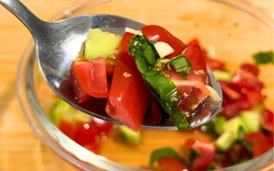 Tomato Basil Cucumber Bruschetta